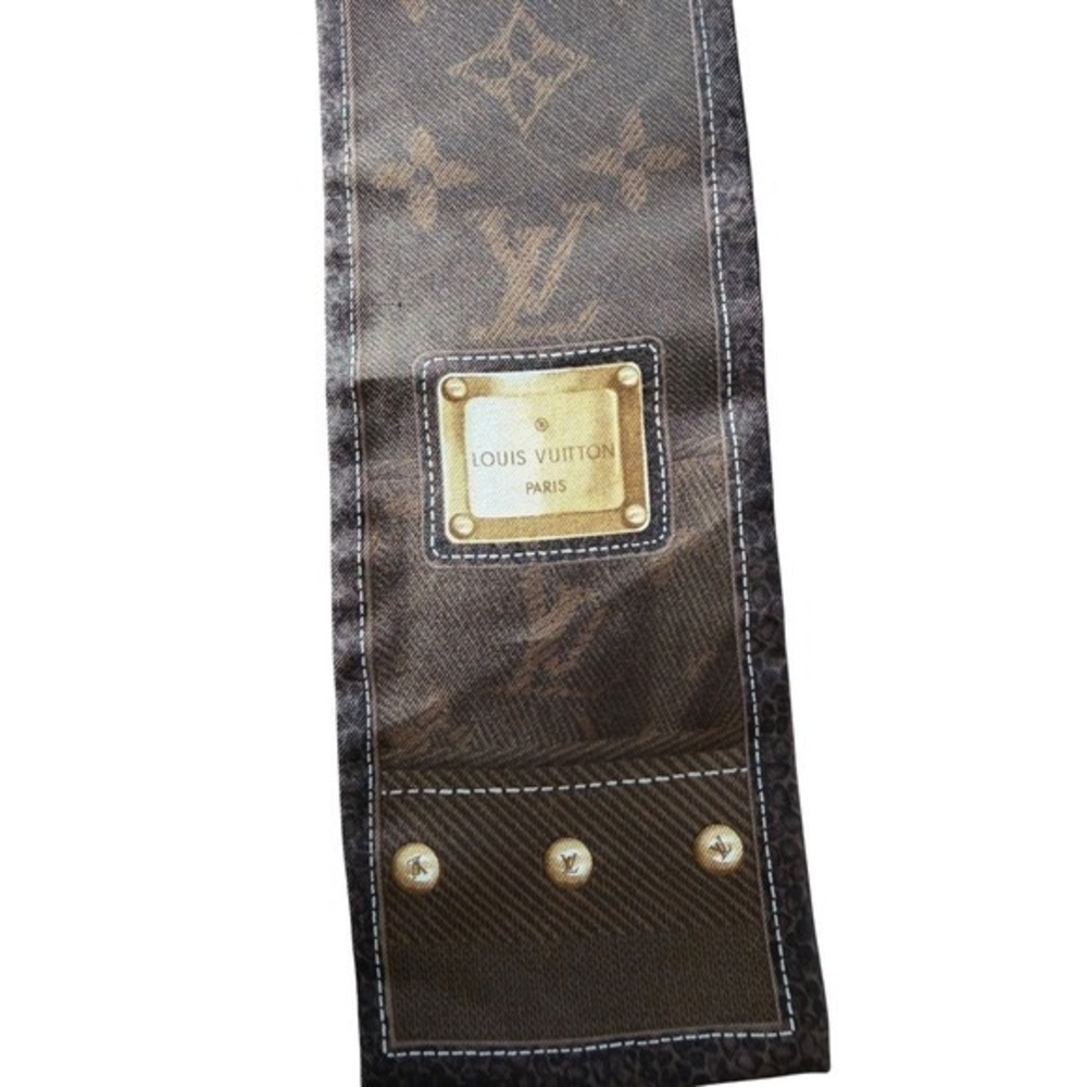Louis Vuitton Monogram Silk Bandeau Scarf Trunk Print w/ Box - Picture 4 of 8